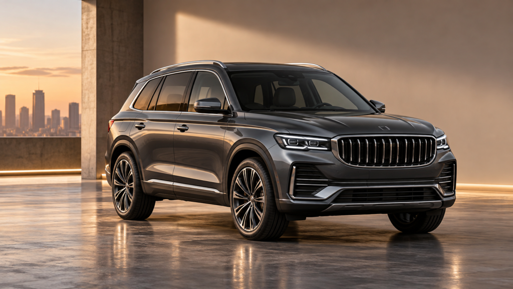 Нейтральный кроссовер без логотипов для страницы выкупа Geely Monjaro